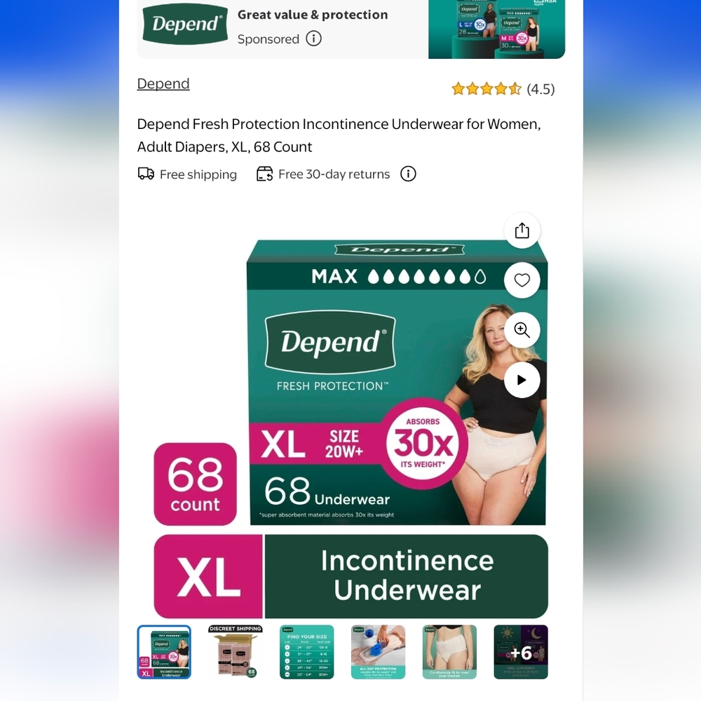 Incontinence Underwear for Women, XL, 68 Count